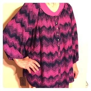 Pink and navy blouse